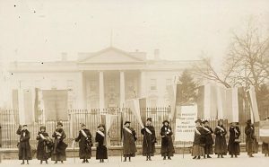 NWP members picket the White House during the Silent Sentinels protests in 1917
