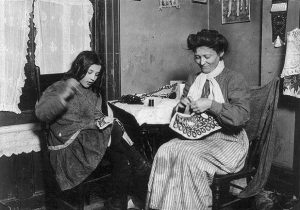 Making embroidery. Upper East Side, N.Y. City.