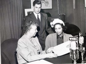 Eleanor Roosevelt Robert Vinter Hazel Harris 1951 May 18, 1951-Union Settlement's Activities Council is awarded the Eleanor Roosevelt Community Service Citation. From left to right, Mrs. Roosevelt, Robert Vinter, Jr., Asst Director, Recreation and Education Department and Hazel Harris, President of Union Settlement's Activities Council.