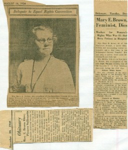 Portrait and Obit Announcing the Death of Mary E. Brown