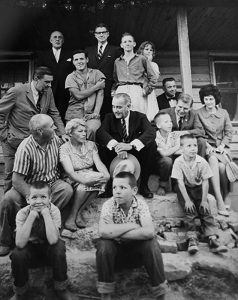 Pres. Lyndon Johnson and Gov. Terry Sanford pose with the Marlow family in Rocky Mount.