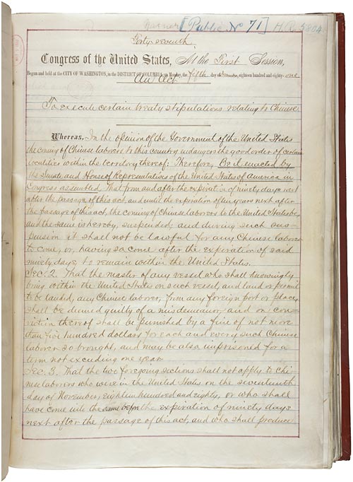 An act to execute certain treaty stipulations relating to the Chinese, May 6, 1882